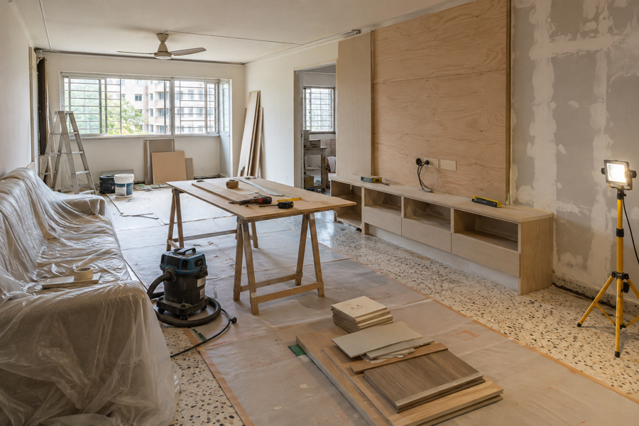 Resale HDB renovation work in progress in Singapore